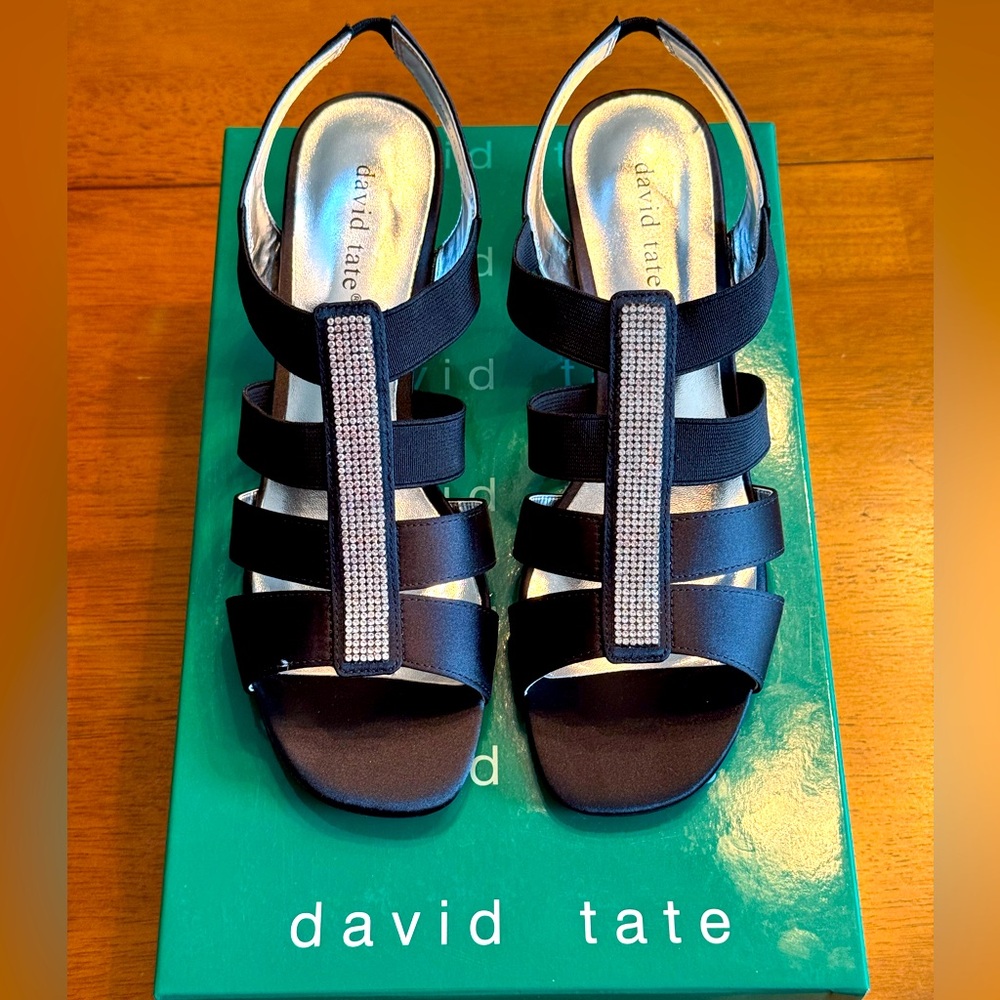 Women’s David Tate Eve Black Satin Shoes. Size 8. New in Box